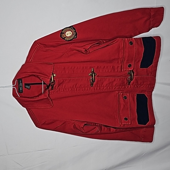 Ralph Lauren Jackets & Blazers - Ralph Lauren twill denim VINTAGE crest fireman clasp red barn jean jacket sz M